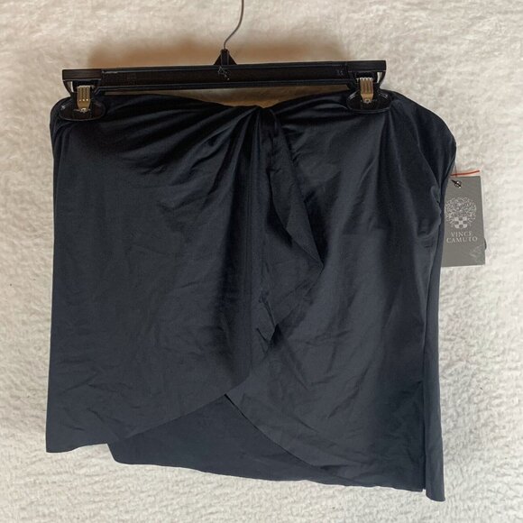 Vince Camuto Tankini Swimsuit Women Medium Black Draped Adjustable Bandeau S9879 - Picture 1 of 8
